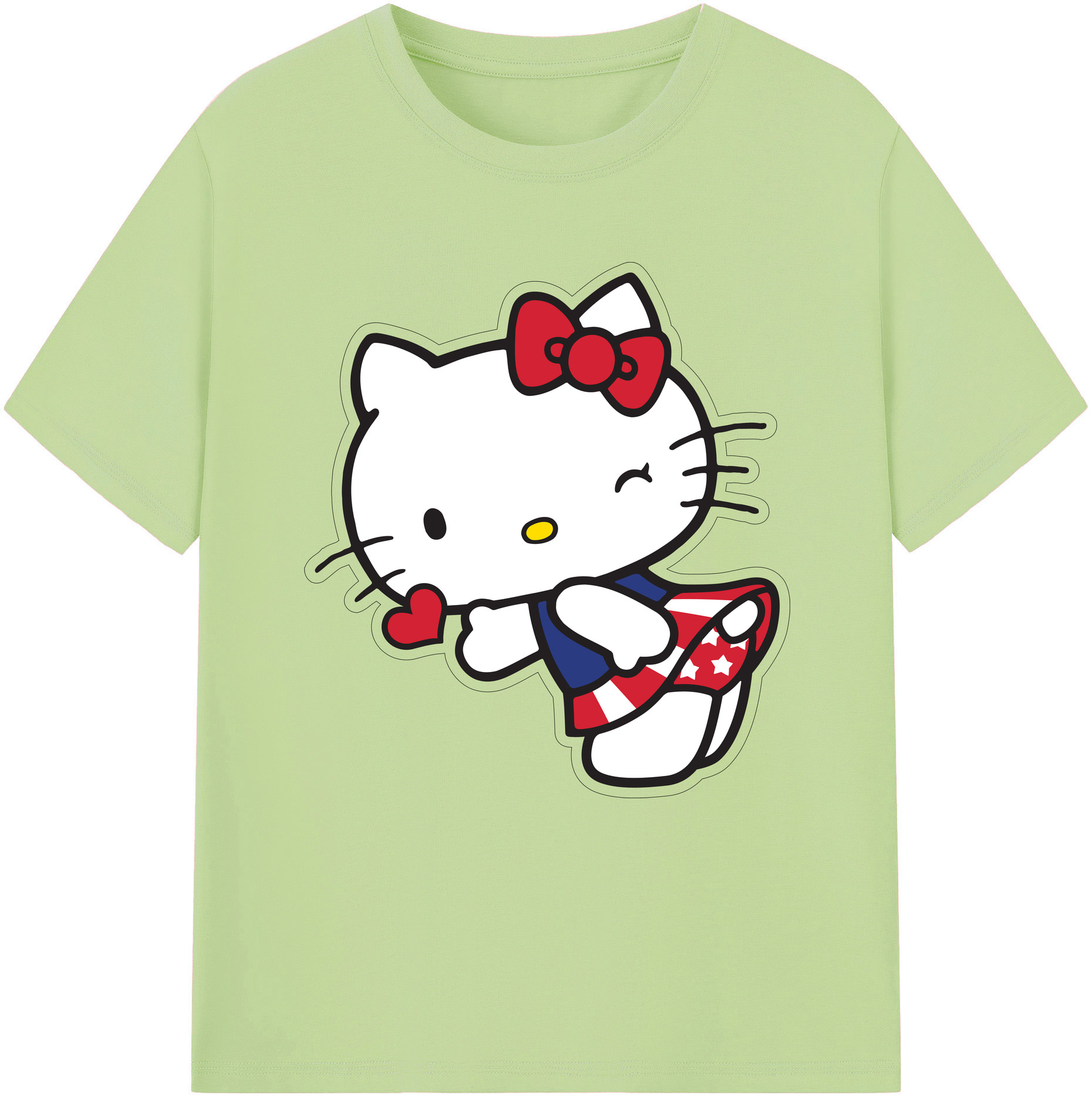 （画像用） Hello Kitty ハローキティ 綿100％半袖Tシャツ（フロントプリント）